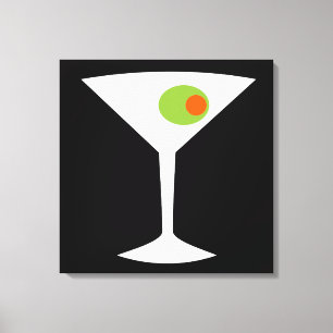 Classic Movie Martini Stretched Canvas (zwart) Afdruk