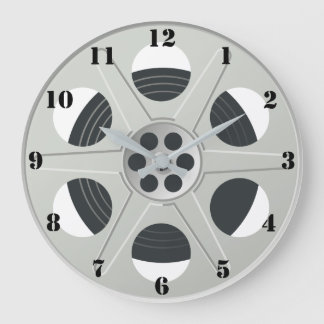 CLASSIC MOVIE REEL (MET ZWARTE NUMERALS) GROTE KLOK