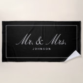 Classic Mr & Mrs Custom Naam Handdoek, Bruiloftsge Strandlaken (Voorkant)
