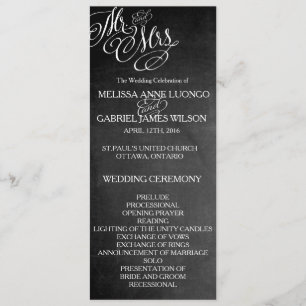 Classic Mr & Mrs Wedding Programme Chalkboard