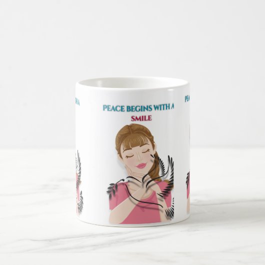Classic Mug, 11 oz Peace Begins with a Smile Mug – (Centre)