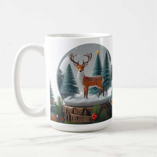 Classic Mug 15 oz Woodland Christmas Snow Globe (Gauche)