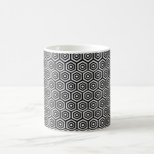 Classic Mug Black White Hexagon Geometric Pattern (Centre)