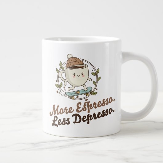 Classic Mug - More Espresso. Less Depresso. Extra Grote Beker (Rechts)
