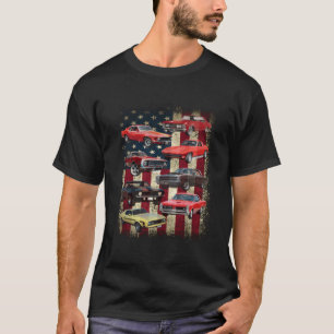  Classic Muscle Car Retro Amerikaans Flag Pat T-shirt
