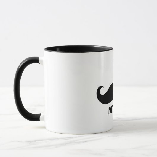 Classic Mustache Mok – Zwart & Wit Design vader (Links)
