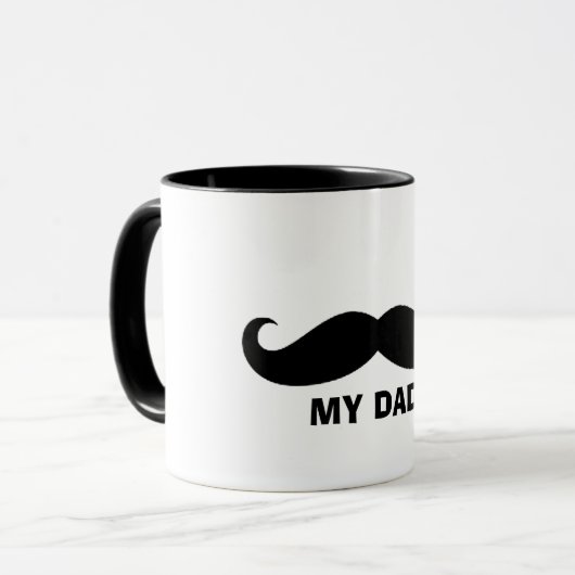 Classic Mustache Mok – Zwart & Wit Design vader (Voorkant links)