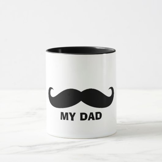 Classic Mustache Mok Zwart Wit Design vader (Midden)