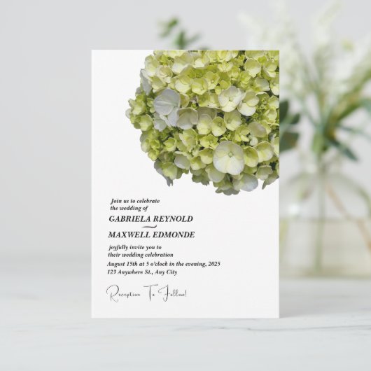 Classic Natuur Groene Hydrangea Bruiloft Kaart (Staand voorkant)
