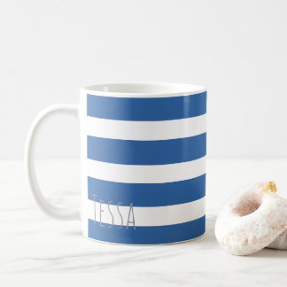 Classic Nautical Blue and White Stripes Koffiemok