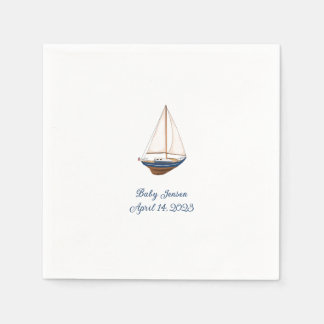 Classic nautische zeilboot Aangepast Baby shower Servet