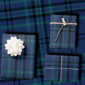 Classic Navy and Green Tartan Christmas Inpakpapier Vel