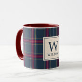 Classic Navy and Red Tartan Plaid Christmas Mok (Voorkant links)
