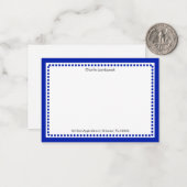 Classic Navy Blue Border & Stippen monogram Notitiekaartje (Voorkant / Achterkant in situ)