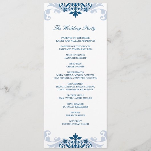 Classic Navy Blue Elegant Ironwork Details bruilof Programma (Voorkant)