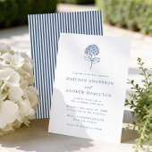 Classic Navy Blue Hydrangea Wedding Kaart
