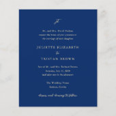 Classic Navy Blue Monogram Elegant Wedding Invite (Voorkant)