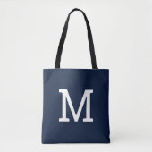 Classic Navy Blue Monogram Initiaal Canvas tas (Voorkant)