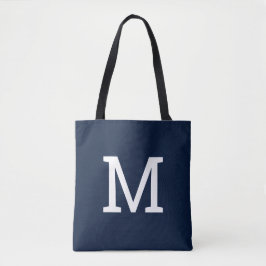 Classic Navy Blue Monogram Initiaal Canvas tas