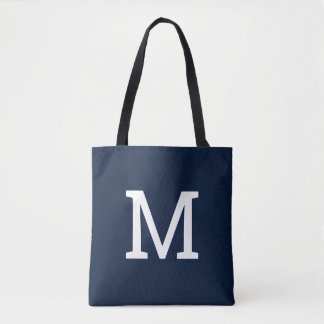 Classic Navy Blue Monogram Initiaal Canvas tas
