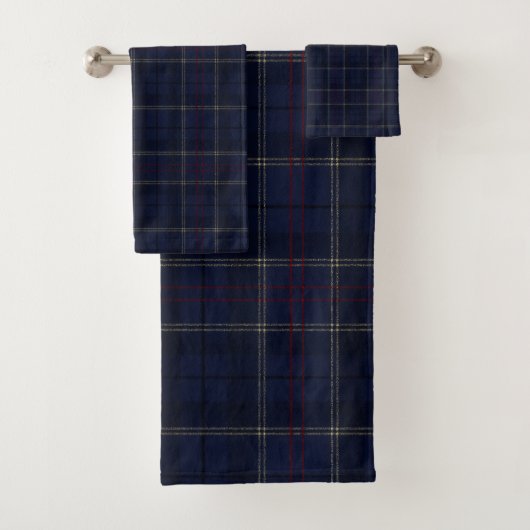 Classic Navy Blue Plaid Christmas Bad Handdoek (Insitu)