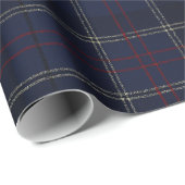 Classic Navy Blue Plaid Christmas Cadeaupapier (Rol Hoek)