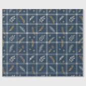 Classic Navy Blue Plaid Christmas Wrapping Paper Cadeaupapier (Vlak)