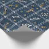 Classic Navy Blue Plaid Christmas Wrapping Paper Cadeaupapier (Hoek)
