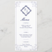 Classic Navy Blue Wedding Menu Kaart (Voorkant)