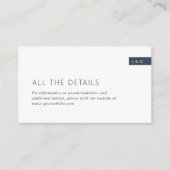 Classic Navy Blue & White Monogram Weddenschap - G Informatiekaartje (Voorkant)