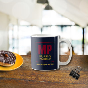 Classic Navy Burgundy Gold Business Monogram Logo Koffiemok