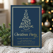 Classic Navy Christmas Tree Christmas Party Folie Uitnodiging