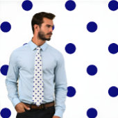 Classic Navy Polka Dot Pattern op wit Stropdas