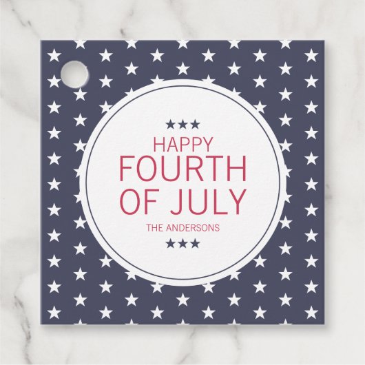 Classic Navy Stars Vierde juli Onafhankelijkheidsd Bedankjes Labels (Voorkant)
