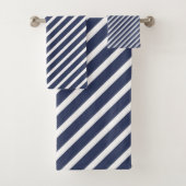 CLASSIC NAVY WHITSTRIPE BATHROOM TOWEL SET BAD HANDDOEK (Insitu)