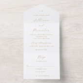 Classic Neutral Monogram Elegant Wedding All In One Uitnodiging (Binnen)