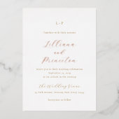Classic Neutral Monogram Elegant Wedding Folie Uitnodiging (Voorkant)