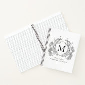 Classic noir blanc floral Crest Monogramme Journal (Intérieur)