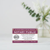 Classic Notaris Signing Agent ID Logo Plum Gold Visitekaartje (Staand voorkant)