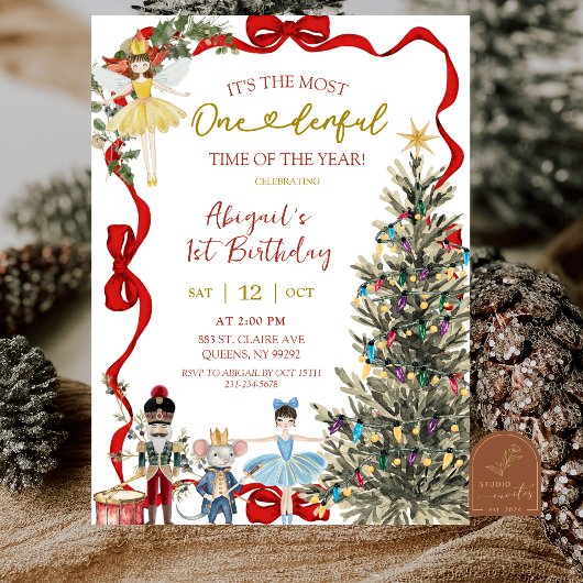 Classic Nutcracker Red Bow Coquette Birthday Kaart