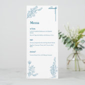 Classic Ocean Blue Floral Design Flat Menu (Staand voorkant)