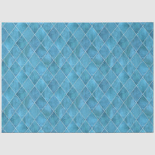 Classic Ocean Blue Velvet Argyle Pattern Luxury Tissuepapier