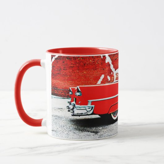 Classic Old Bel Air Red 1955 Car Art Mug Cup (Gauche)