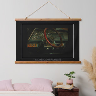 Classic Old Car Dashboard-stuurwiel Hangend Wandkleed