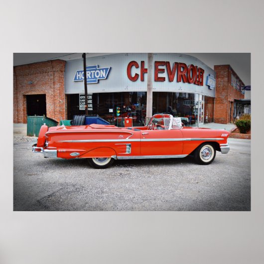 Classic Old Car  Impala Red Poster (Voorkant)