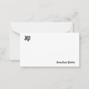 Classic Old English Text Calligraphy Monogramed Notitiekaartje