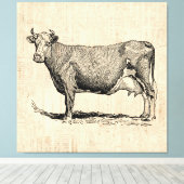 Classic Old Fashioned Koe Art Canvas Afdruk (Insitu (Houten vloer))