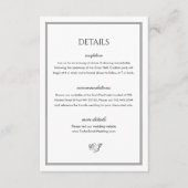Classic Old Money Black and White Wedding Details Informatiekaartje (Voorkant)