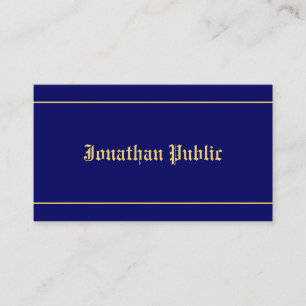 Classic Old Style Font Text Elegant Navy Blue Gold Visitekaartje