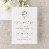 Classic Olive Green Hydrangea Photo Wedding Save The Date